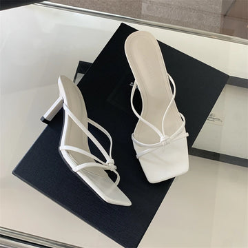 Xajzpa New Style Summer Women Clip Toe Slippers Fashion Dress Slide Shoes Ladies Women's Elegant High Heel Footwear Zapatos Mujer
